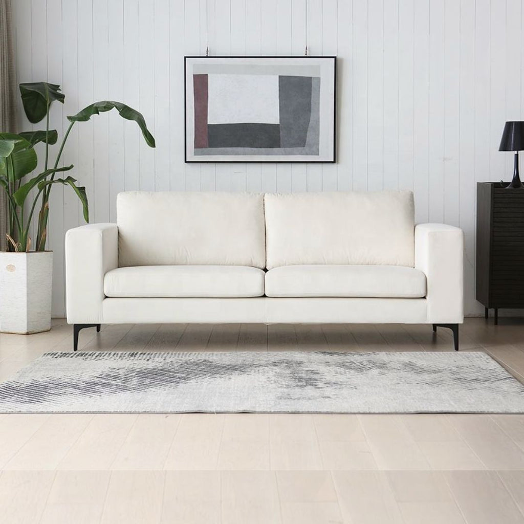 Moderne 2-seter sofa i kremhvit tekstil