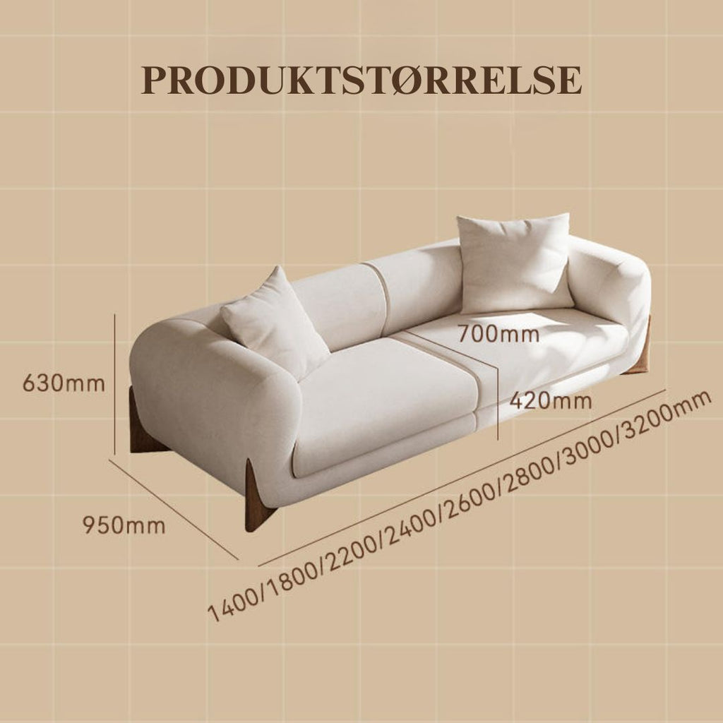 Elegant 3-seter sofa i kremfarget bouclé