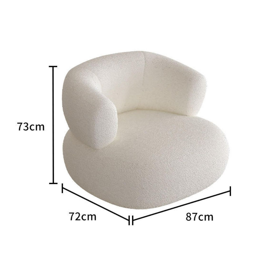 Luksuriøs buet sofa i hvit boucle